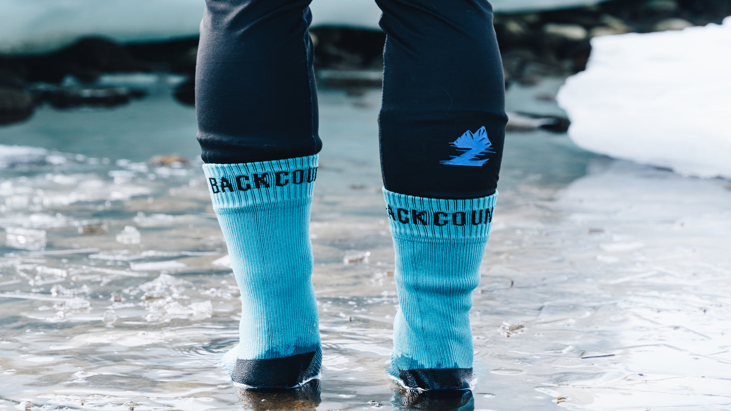 Backcountry Skinz Waterproof Merino Wool Mid Length Socks - Dark Aqua/Black