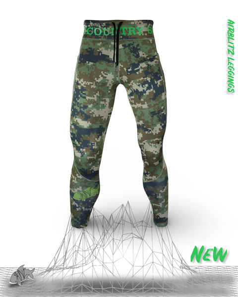 ウォーキング・ランニングウェア wildprince AIRBLITZ™ Moss Camo Perforated Neoprene Leggings - Unisex